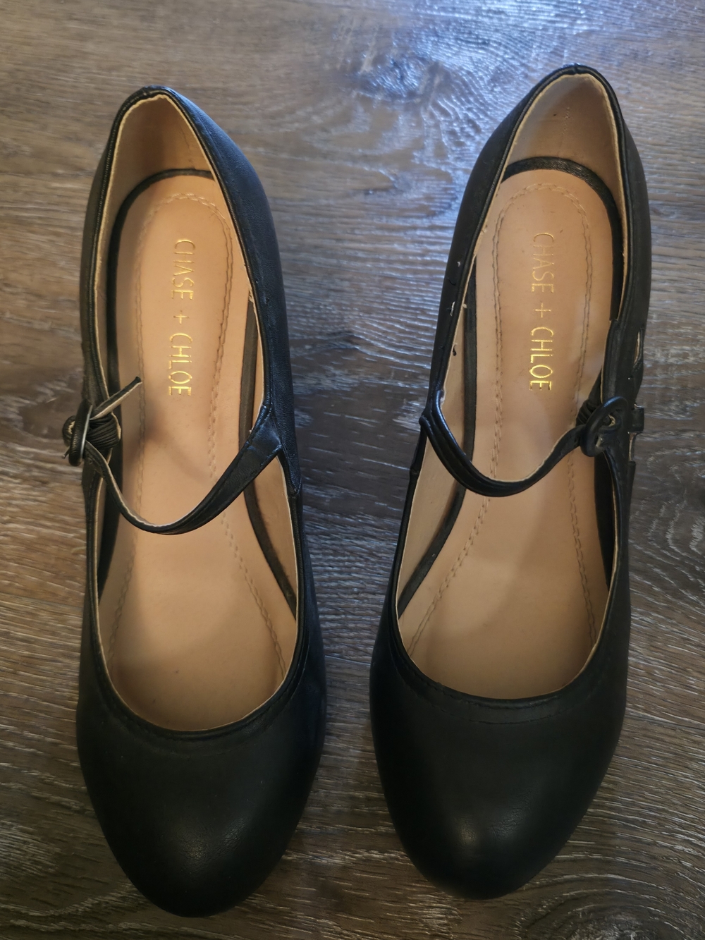 Chase + Chloe Black Mary Jane Flats